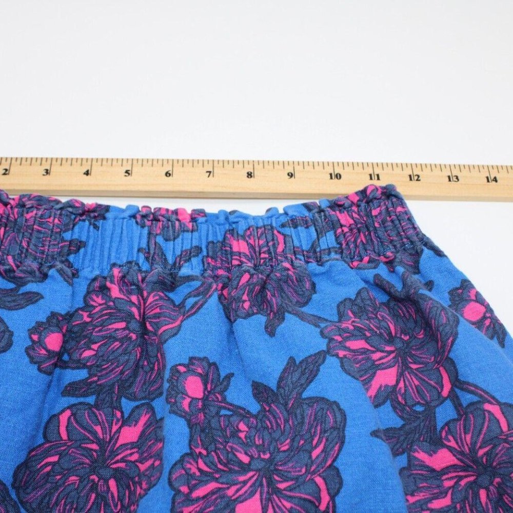J. Crew Shorts Womens SZ 2 Blue Purple Linen Blend Pull On Floral Skirt - Picture 3 of 5